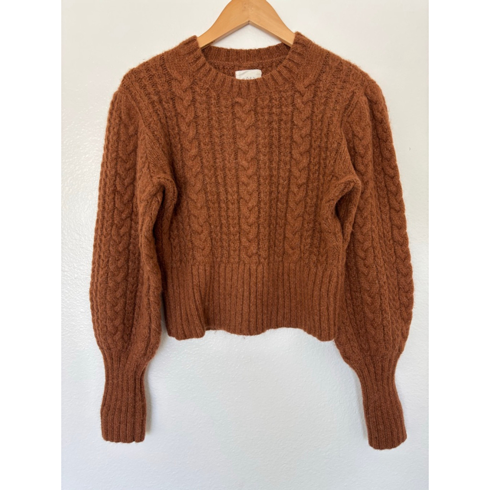 DOEN Cable Knit Sweater Brown Size M - Picture 2 of 12